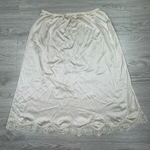 Greenco Maid Women Half Slip Vintage Lace Trim Beige Large Antron III Nylon USA